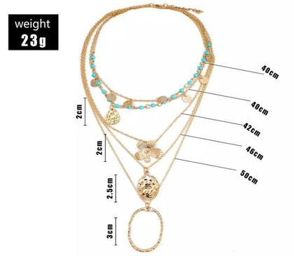 Imagem de Colar Dourado Multicamadas Delicado Pingente Flor ul Gota