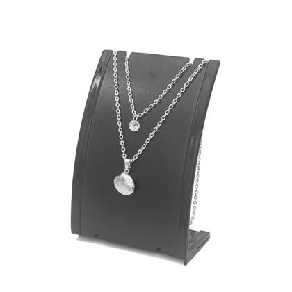 Imagem de colar duplo feminino concha do mar aço inox antialérgico prata prateada não escurece gargantilha