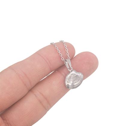 Imagem de colar duplo feminino concha do mar aço inox antialérgico prata prateada não escurece gargantilha