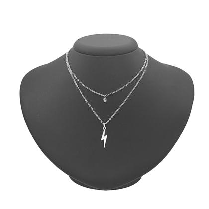 Imagem de COLAR duplo feminino DE RAIO FLASH EM AÇO INOX PRATA funk gargantilha infantil