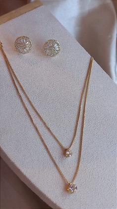 Imagem de Colar Duplo Ponto de Luz - Semijoia Elegante