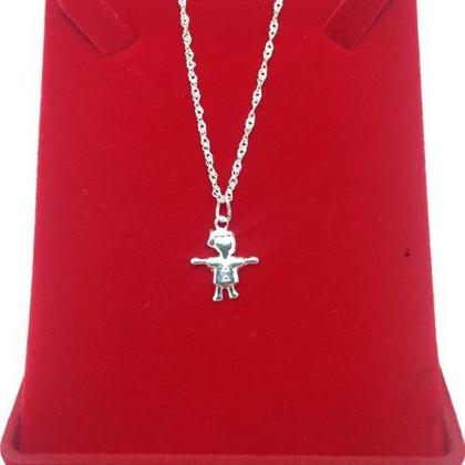 Imagem de Colar E Pingente De Menina Filha Em Prata Italiana 925 45cm