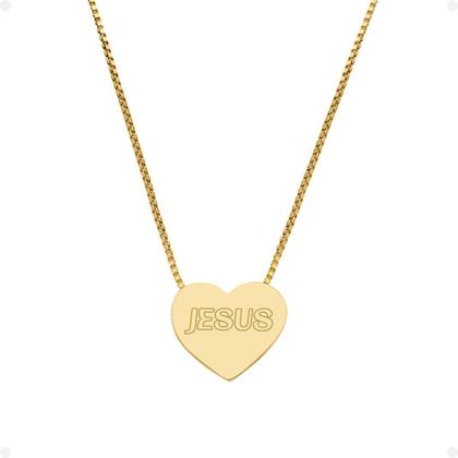 Imagem de Colar Feminino Aço Inoxidável Dourado + Pingente Coração Jesus + Caixa - Qualidade Premium - Orizom