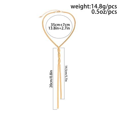 Imagem de Colar Feminino Bijuteria Festa Longo Gravatinha Dourado Brilhante Réveillon Formatura Noiva