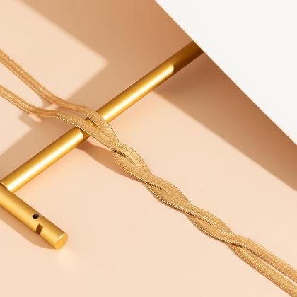 Imagem de Colar Feminino Bijuteria Festa Longo Gravatinha Dourado Brilhante Réveillon Formatura Noiva