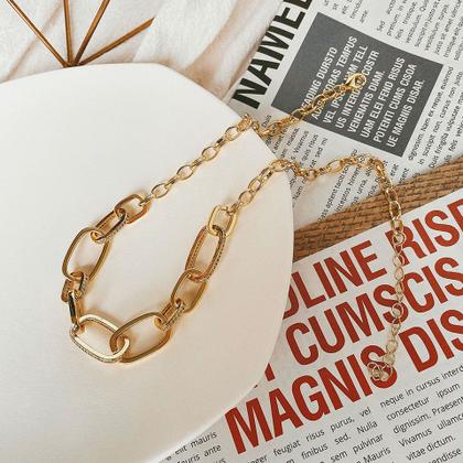 Imagem de Colar Feminino Choker Gargantilha Elos Semi Joias Ouro 18k Rodio Branco