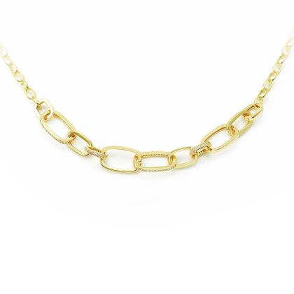 Imagem de Colar Feminino Choker Gargantilha Elos Semi Joias Ouro 18k Rodio Branco