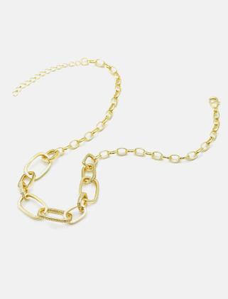 Imagem de Colar Feminino Choker Gargantilha Elos Semi Joias Ouro 18k Rodio Branco