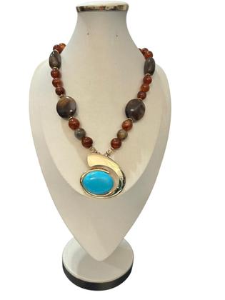 Imagem de Colar Feminino Com Cordão E Resina Kit Com Brinco Tendência