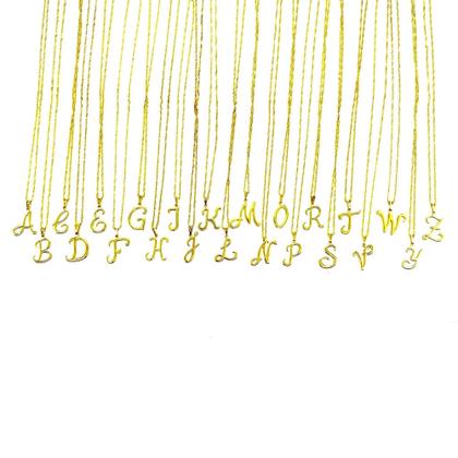 Imagem de Colar feminino corrente de Letras folheado cor dourado gargantilha Letra Inicial do seu Nome