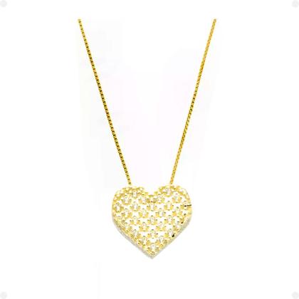 Imagem de Colar feminino dourado aço + pingente amor coração Qualidade Premium presente social moda edição limitada casual