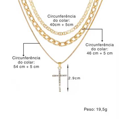 Imagem de Colar Feminino Elegante Crucifixo Banhado A Ouro Brilhantes