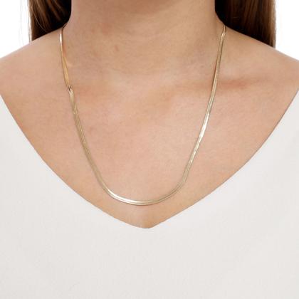 Imagem de Colar Feminino Fita Dourada 50 Cm Banhado Ouro 18k