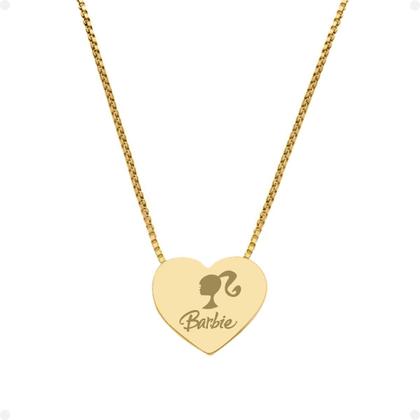 Imagem de Colar Feminino pingente Barbie coração + caixa aço presente casual edição limitada moda social Qualidade Premium