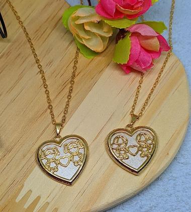 Colar Filhos com Pingente Coração Madrepérola dois Meninos Meninas Folheado Ouro 18k Presente Mães - Carvalho Folheados Imagem de Colar Filhos com Pingente Coração Madrepérola dois Meninos Meninas Folheado Ouro 18k Presente Mães