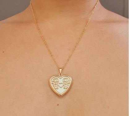 Colar Filhos com Pingente Coração Madrepérola dois Meninos Meninas Folheado Ouro 18k Presente Mães - Carvalho Folheados Imagem de Colar Filhos com Pingente Coração Madrepérola dois Meninos Meninas Folheado Ouro 18k Presente Mães