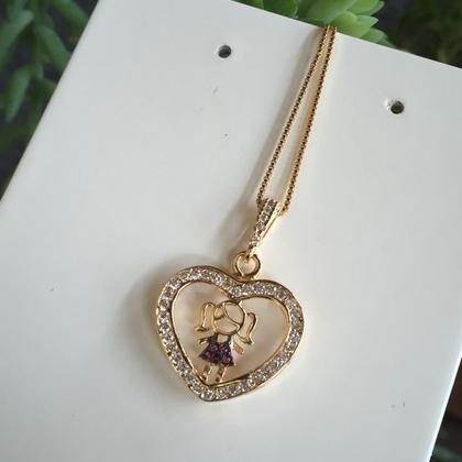 Imagem de Colar Filhos Menina Coração Cravejado Delicado Ouro 18K