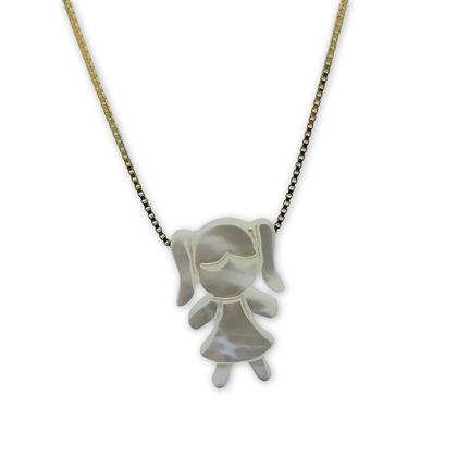 Imagem de Colar Filhos Ouro 18k Menina Madrepérola Natural de Alta Qualidade