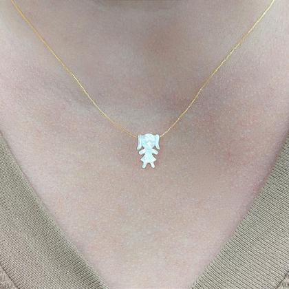 Imagem de Colar Filhos Ouro 18k Menina Madrepérola Natural de Alta Qualidade