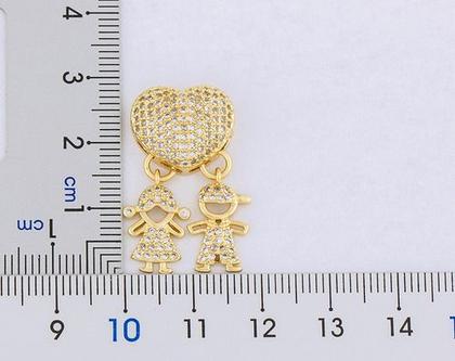 Imagem de Colar Filhos Pedra Zirconia Coração Menino Menina Casal