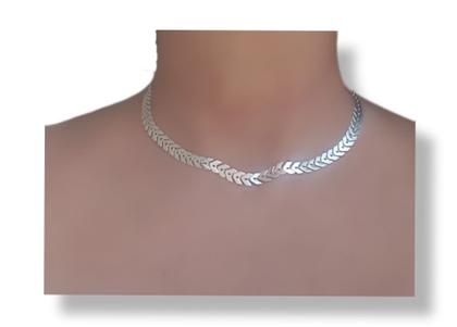 Imagem de Colar Gargantilha Corrente Choker Folhadas Semijoias Prata