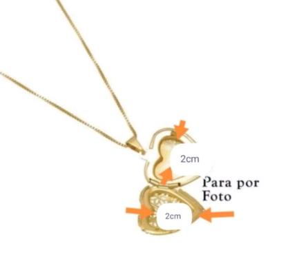 Imagem de Colar Gargantilha Feminino com Pingente Relicário Coração para Foto Folheado Ouro 18k Dourado Corrente