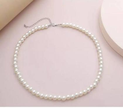 Imagem de Colar Gargantilha Feminino Masculino com Pérolas Pequena Branca Choker Tendência Moda 2022