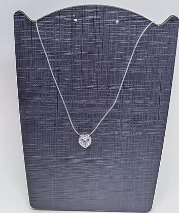 Imagem de Colar Gargantilha Fio Nylon Ponto de Luz com Coração Zircônia Folheado Prata Tendência Moda Feminino