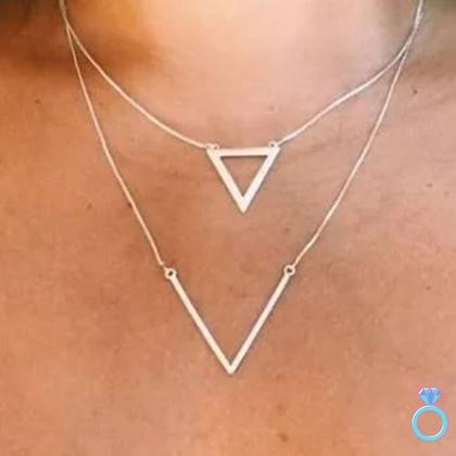 Imagem de Colar Gargantilha Geométrico Triangulo Vazado Unissex
