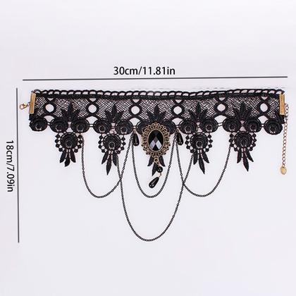 Imagem de Colar Gargantilha Gótico Feminino Cristal Vintage -