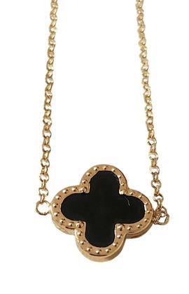 Imagem de Colar gargantilha trevo onix natural em ouro 18k amarelo com 45cm .Rosangela lima joias