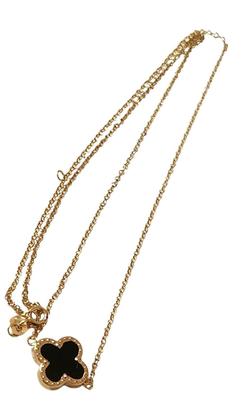 Imagem de Colar gargantilha trevo onix natural em ouro 18k amarelo com 45cm .Rosangela lima joias