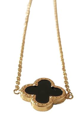 Imagem de Colar gargantilha trevo onix natural em ouro 18k amarelo com 45cm .Rosangela lima joias