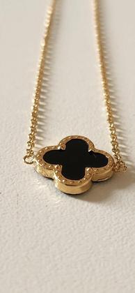 Imagem de Colar gargantilha trevo onix natural em ouro 18k amarelo com 45cm .Rosangela lima joias