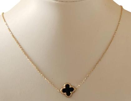 Imagem de Colar gargantilha trevo onix natural em ouro 18k amarelo com 45cm .Rosangela lima joias