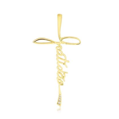 Imagem de Colar Gratidão 40cm Folheado A Ouro Com Detalhe De Zircônias