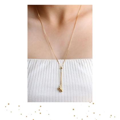 Imagem de Colar Gravatinha de Fios com duas bolas Banhado Ouro 18k Presente Amiga Namorada Mae Esposa