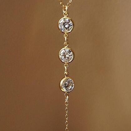 Imagem de Colar Gravatinha Duplo Lado Folheado Zirconia Dourado