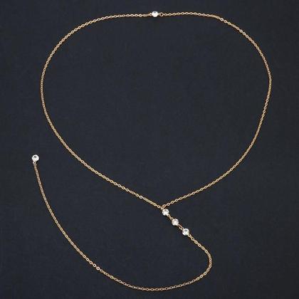 Imagem de Colar Gravatinha Duplo Lado Folheado Zirconia Dourado