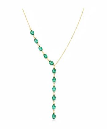 Imagem de Colar Gravatinha Gotas Zircônia Turmalina Banhado em Ouro 18K