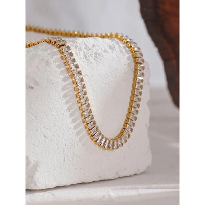 Colar Importado Gargantilha Choker Riviera Cristal Zircônia Banhado Ouro 18k Antialérgico - Quick Shop Imagem de Colar Importado Gargantilha Choker Riviera Cristal Zircônia Banhado Ouro 18k Antialérgico