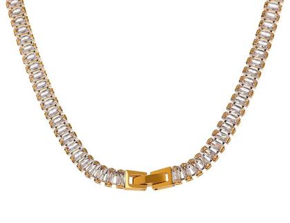 Colar Importado Gargantilha Choker Riviera Cristal Zircônia Banhado Ouro 18k Antialérgico - Quick Shop Imagem de Colar Importado Gargantilha Choker Riviera Cristal Zircônia Banhado Ouro 18k Antialérgico