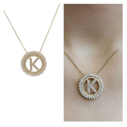 Colar Letra de Zirconias Mandala Semi Joia Banhado Ouro 18k - Stella Semi Joias Imagem de Colar Letra de Zirconias Mandala Semi Joia Banhado Ouro 18k