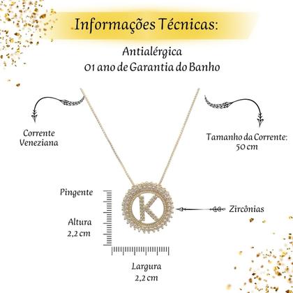 Colar Letra de Zirconias Mandala Semi Joia Banhado Ouro 18k - Stella Semi Joias Imagem de Colar Letra de Zirconias Mandala Semi Joia Banhado Ouro 18k