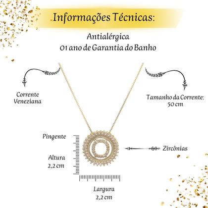 Imagem de Colar Letra de Zirconias Mandala Semi Joia Banhado Ouro 18k