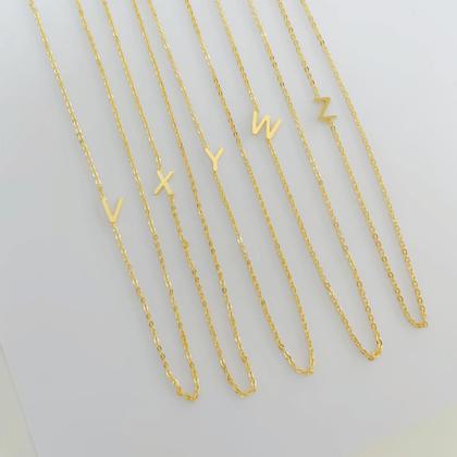 Imagem de Colar Letra Inicial Lateral Banhado a Ouro 18k
