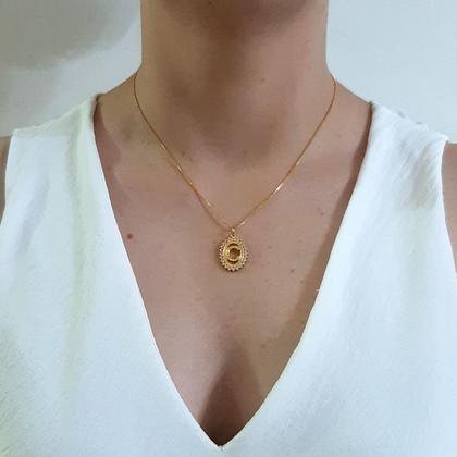 Imagem de Colar Letra Strass Banhado a Ouro