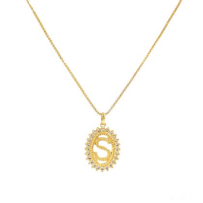 Imagem de Colar Letra Strass Banhado a Ouro