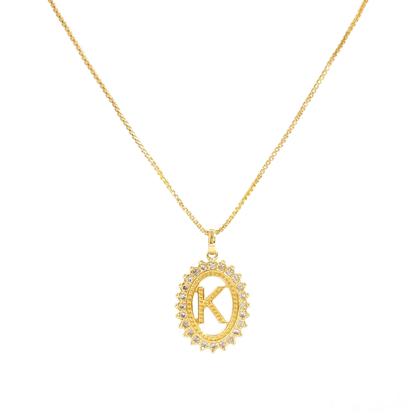 Imagem de Colar Letra Strass Banhado a Ouro