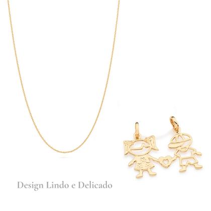 Imagem de Colar Mãe Casal De Filhos Rommanel Com Pingente Banhado A Ouro 18k Com Embalagem Para Presente
